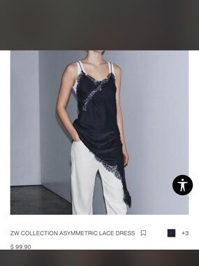 Zara Asymmetric Lace-Trim Slip Dress